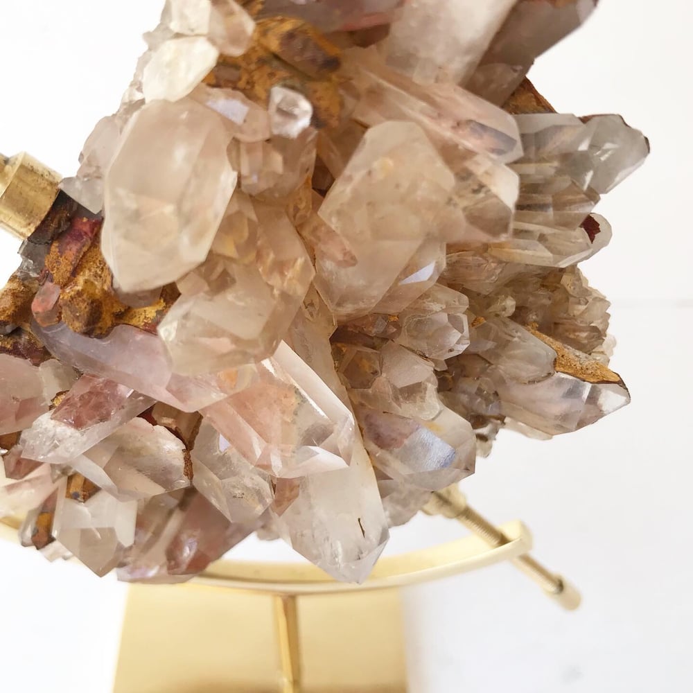 Image of  Pink Quartz no.05 + Brass Arc Stand