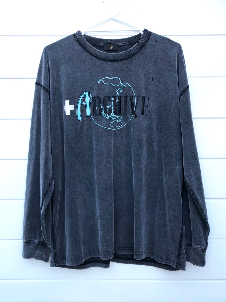 Image of  +ARCHIVE WORLDWIDE L/S T-SHIRT 1 of 1 - ACID WASH BLACK