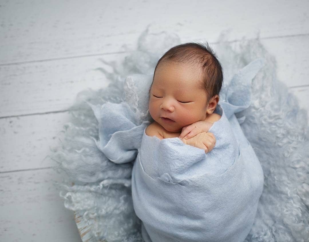 Round Curly Felted Blanket Organic Steel Blue Ababa Baby Props