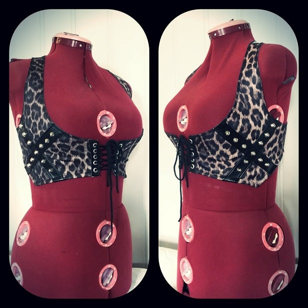 Image of Leopard vest with studs