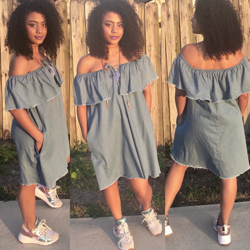 Image of Denim Frayed Tunic/Dress