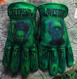 Image of Bride of Frankenstein/Monster Custom leather gloves