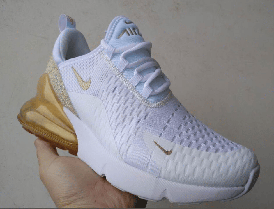 white and gold nikes