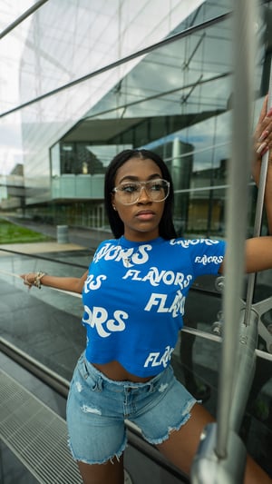Image of Blue FLAVORS All Over Crop Too