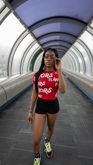 Image of Red FLAVORS All Over Crop Top