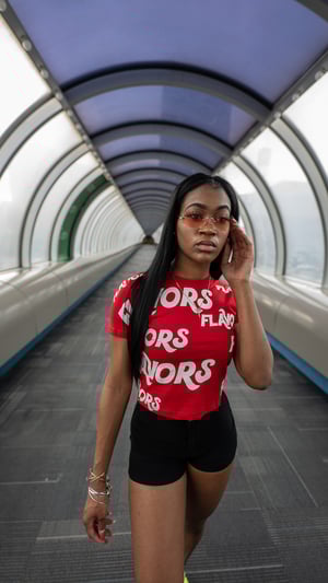 Image of Red FLAVORS All Over Crop Top