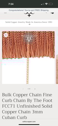 Image 2 of Copper Chain 20inch 3mm