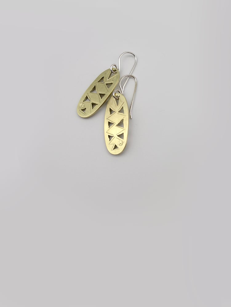 Image of LEAF EARRINGS: BANKSIA GRANDIS OVAL (STERLING SILVER, HANDCUT)