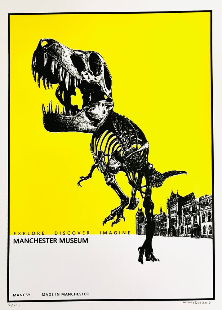 Image of A3 Stan: Explore Discover Imagine Manchester Museum screen print