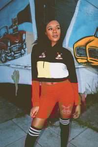 Image 1 of MAB Face CLRbLK Crop Ladies Hoodie
