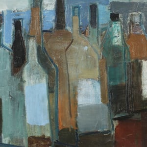 Image of Large, Mid-Century, Still Life, 'Bottles,' Lennart Rosensohn