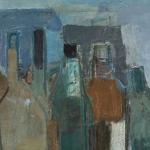 Image of Large, Mid-Century, Still Life, 'Bottles,' Lennart Rosensohn