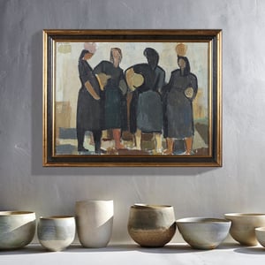 Image of Mid-century Painting, 'Four Women,' Lennart Rosensohn