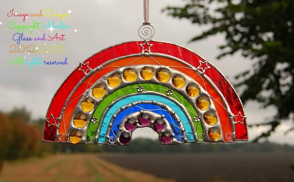 Image of Small Stained Glass Rainbow - 17cm x 9cm 