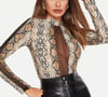 SnakeSkin Long Sleeve Middle Sheer Blouse 