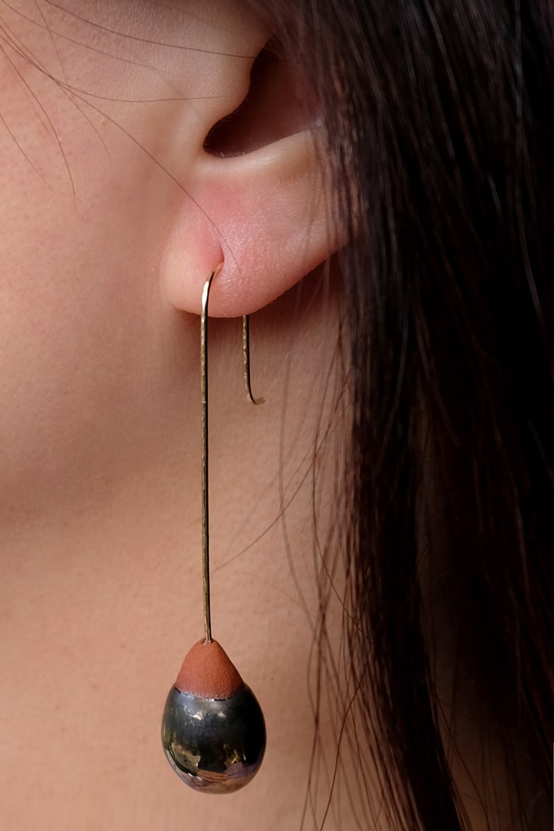Image of palladium droplet earring