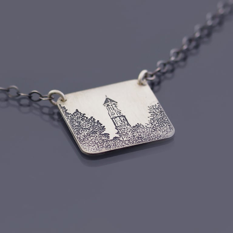 Sterling Silver Purdue Bell Tower Necklace Image 2