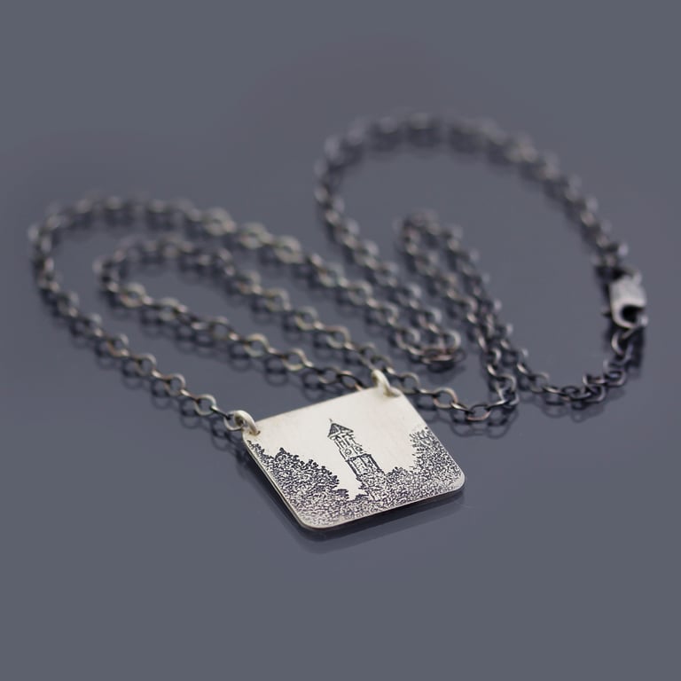 Sterling Silver Purdue Bell Tower Necklace Image 4