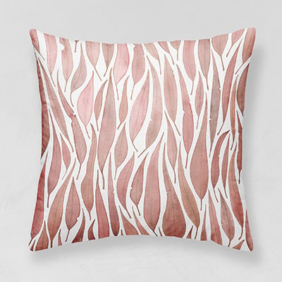Image of Pink Eucalyptus Leaves Belgian Cotton Linen Cushion