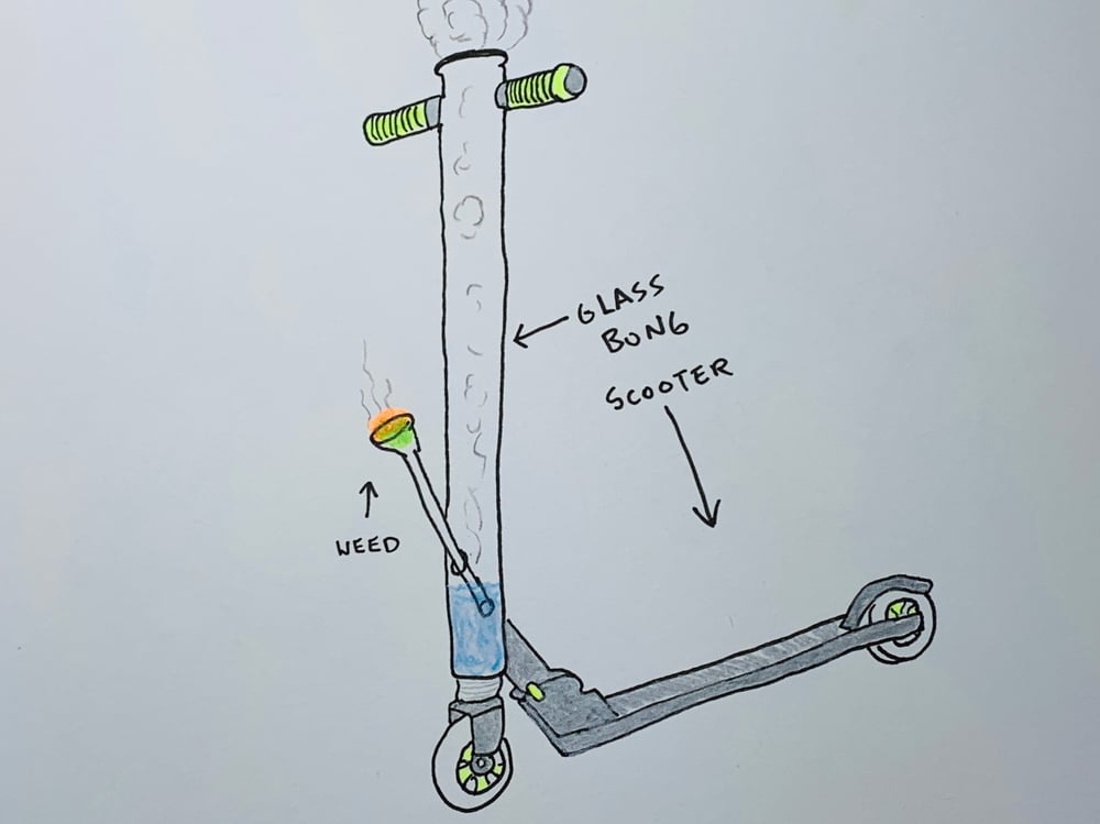 Image of scooter bong original drawing