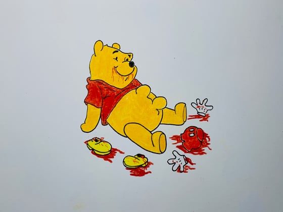 Image of pooh digesting original drawing