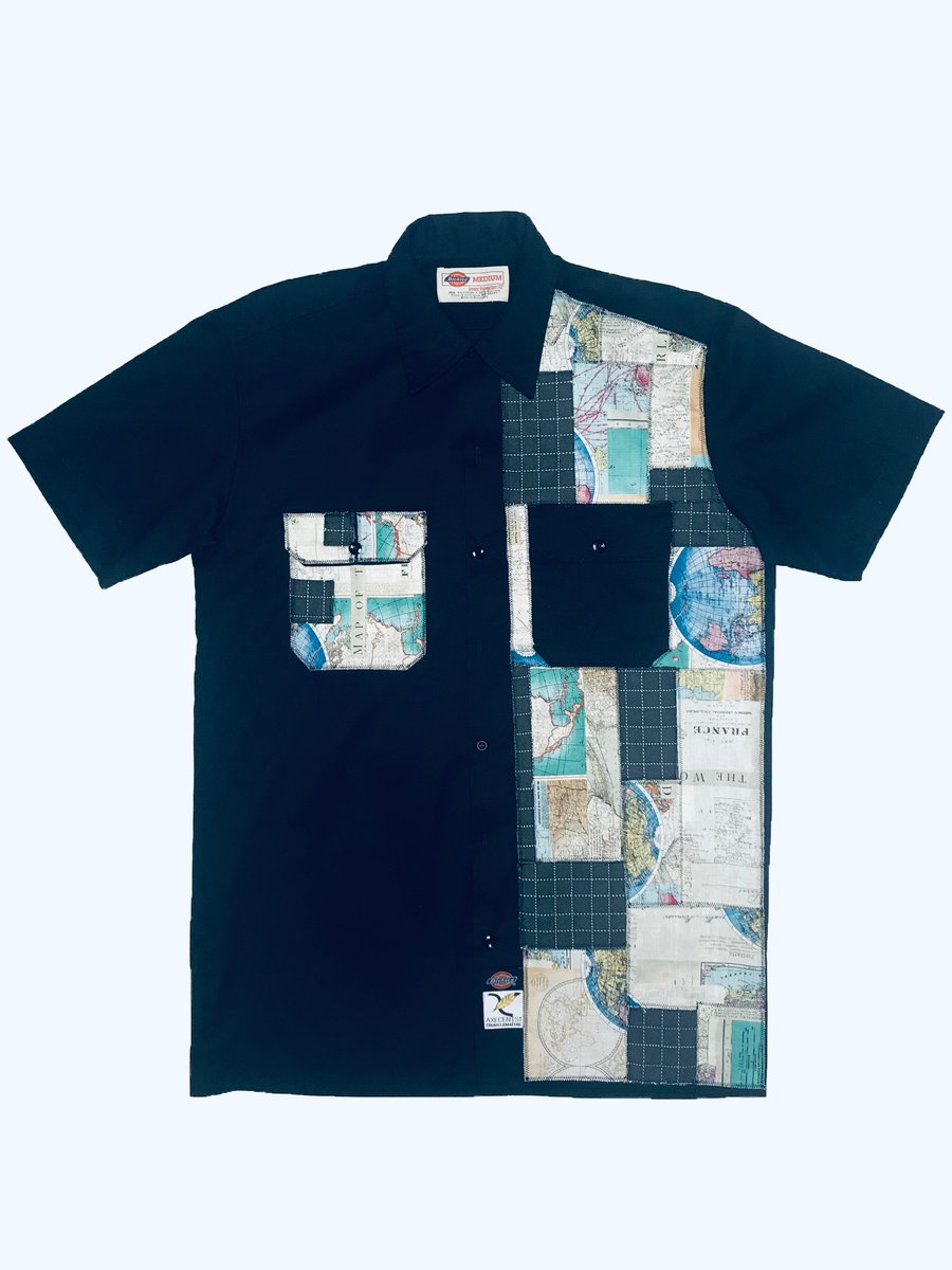 Image of AXECENTS MAP PACK S/S WORK SHIRT - BLACK 