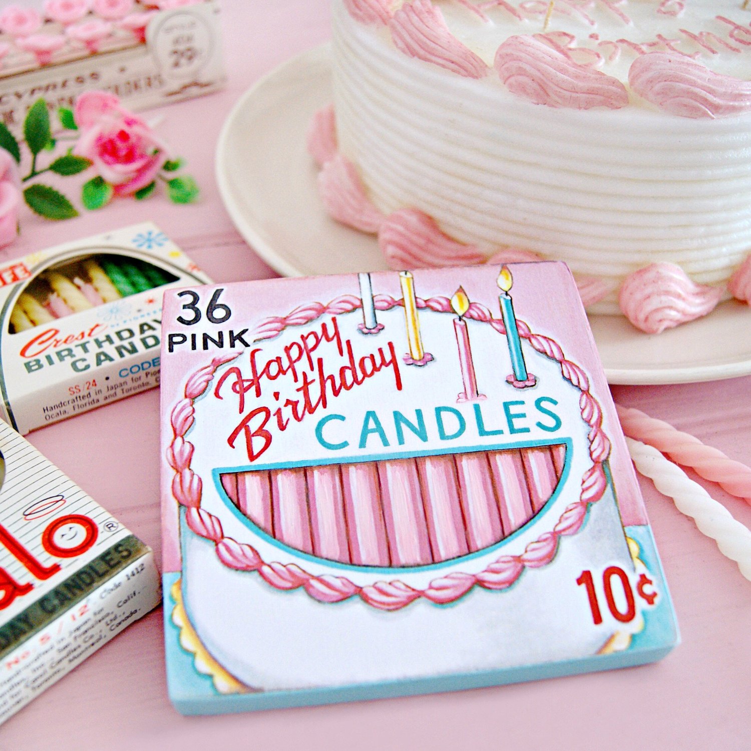 Image of Box of Birthday Candles mini plaque 