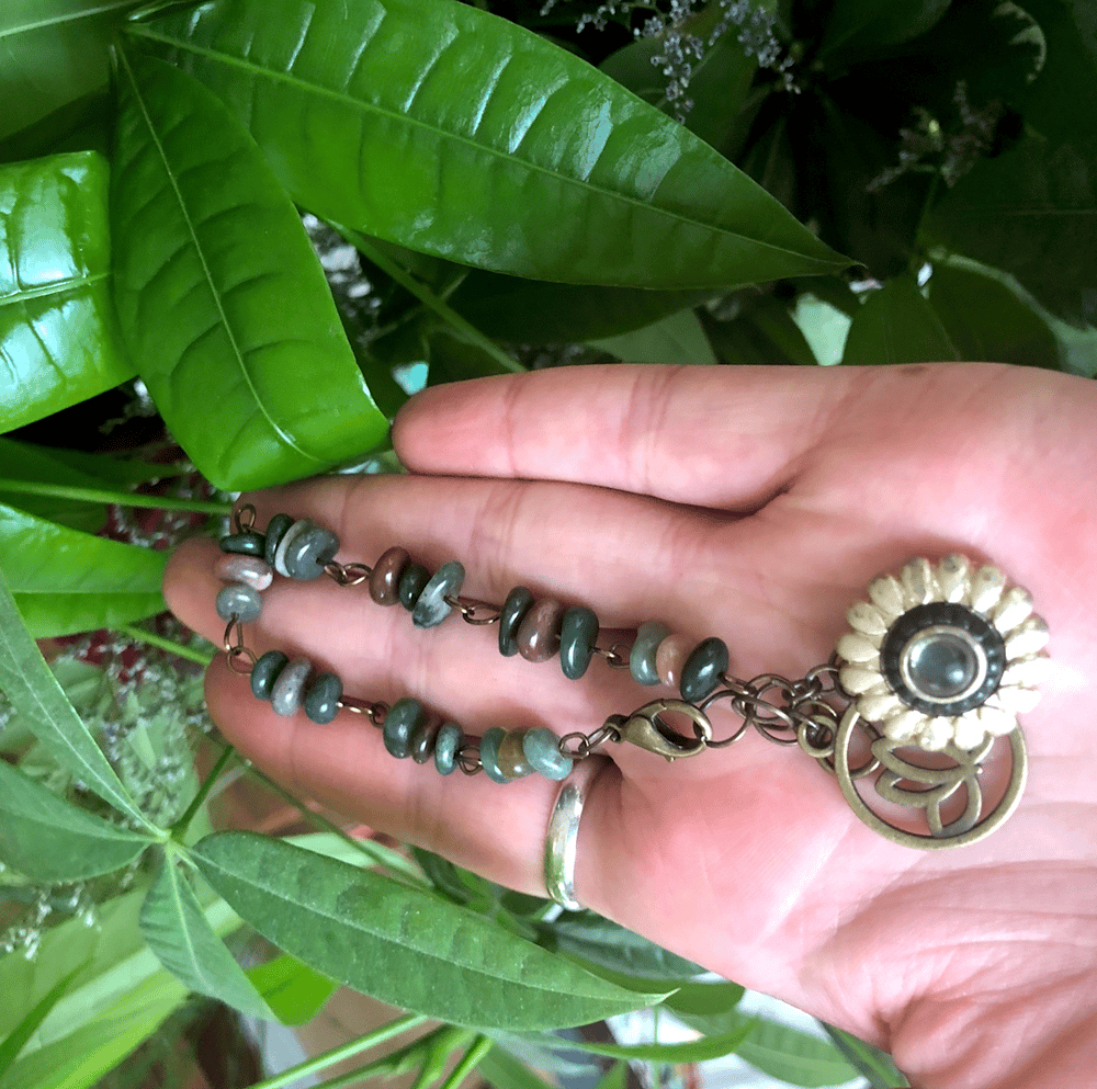Image of Indian Agate Wire-Wrapped Gem Bracelet