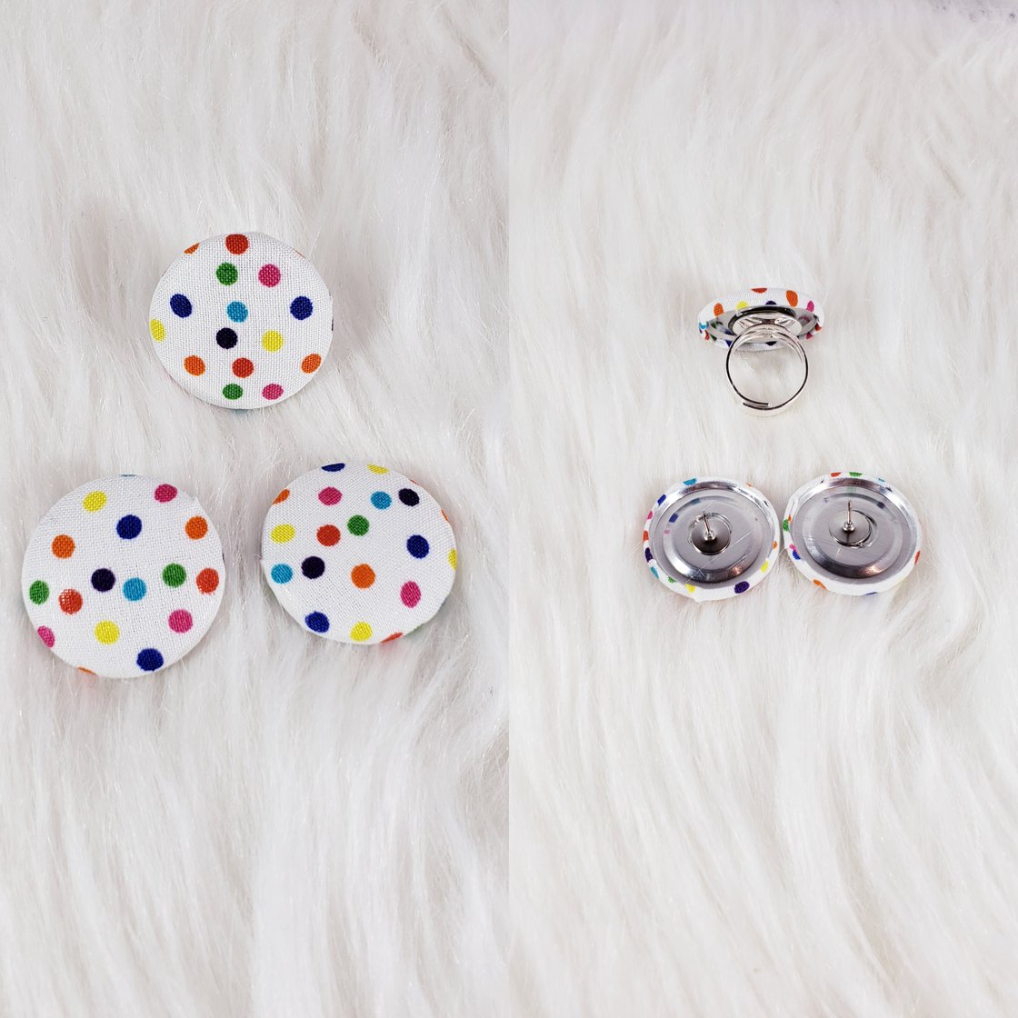 Image of Color Pop Button Earrings & Ring