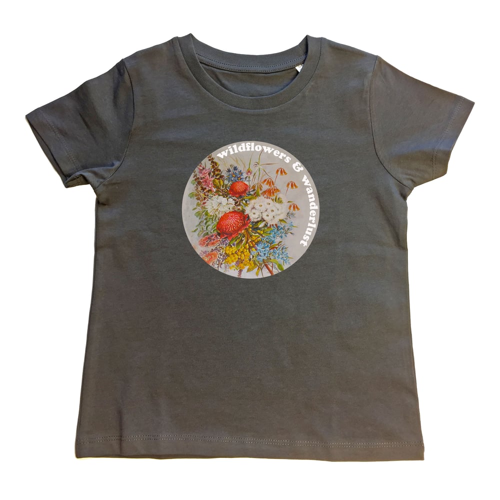 Image of Wildflowers & Wanderlust Flora Organic Tee - Charcoal