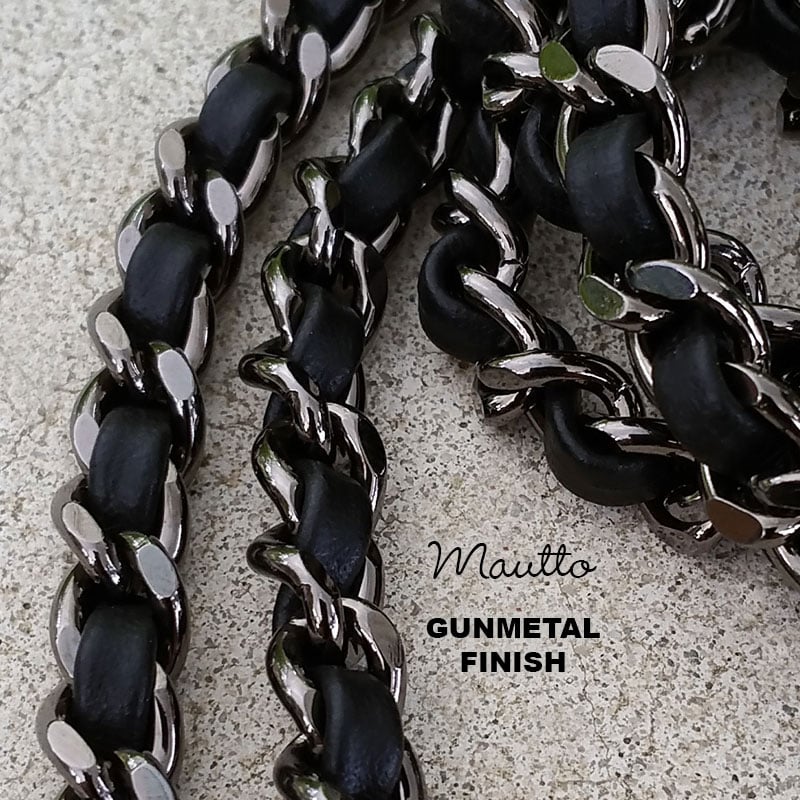 Luxury Gold Chain with Leather Woven-in / Black, Brown & Gray Colors –  Mautto