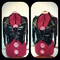 Image 3 of Fringed bikervest with studs