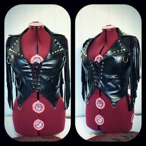 Image of Fringed bikervest with studs