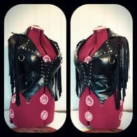 Image 4 of Fringed bikervest with studs