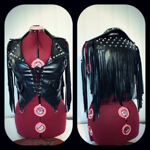 Image of Fringed bikervest with studs