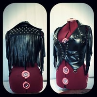 Image 5 of Fringed bikervest with studs