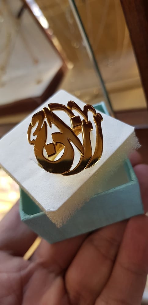Image of Custom Single Round Arabic Calligraphy Ring