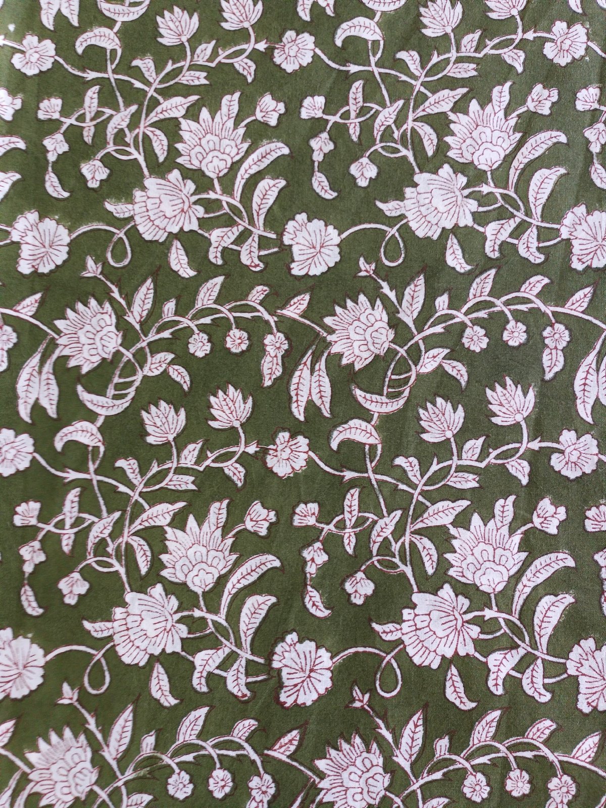 Image of Namaste fabric fleurs grimpantes kaki 