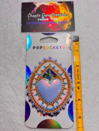 Image 4 of Hand Polished Blue Heart Beaded Popsocket 