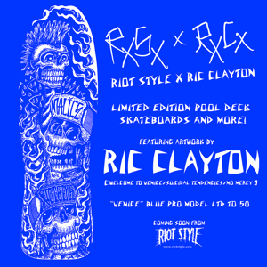 Image of Riot Style x Ric Clayton "Calaveras" Cyco Fatboy / Fish-Tail Pool-Board Skateboard Deck
