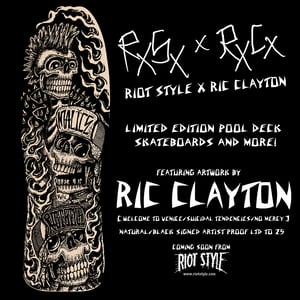Image of Riot Style x Ric Clayton "Calaveras" Cyco Fatboy / Fish-Tail Pool-Board Skateboard Deck