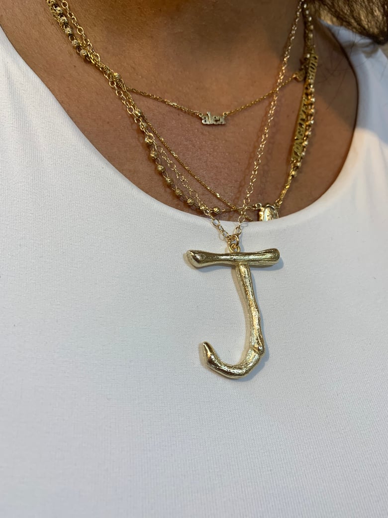 Image of Bamboo Initial Necklace 