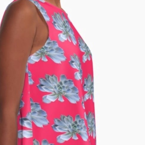 Image of #succulovers A-line Dress Echeveria Blue and Hot Pink