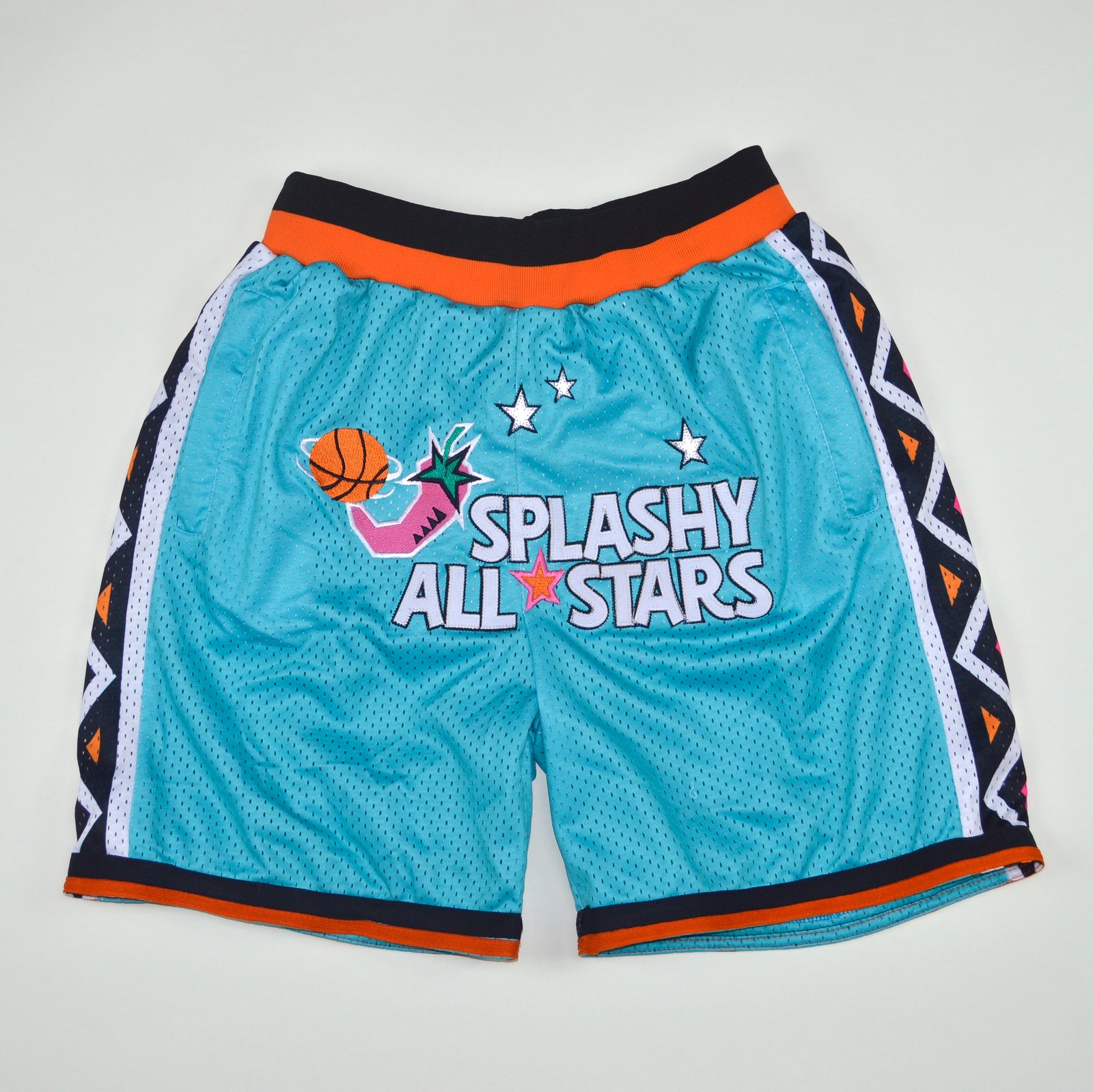 shorts with logo across front