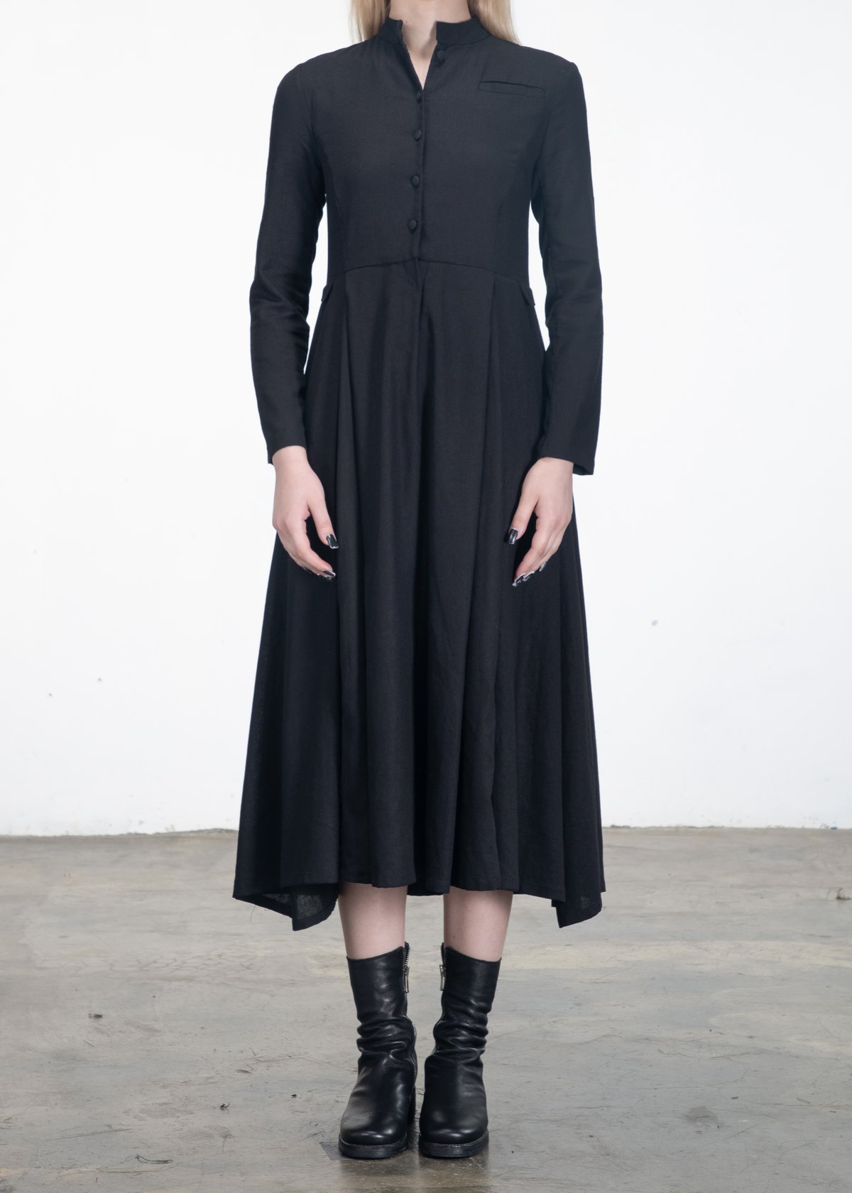 Image of Fitted Linen Shirt Dress