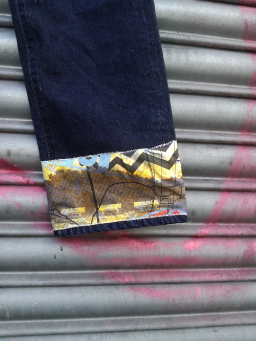 Image of 'What's it all worth?' custom Jeans