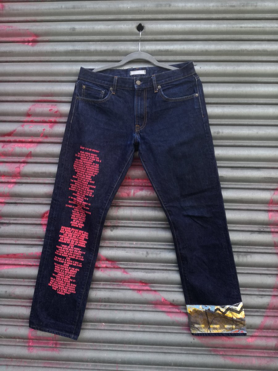 Image of 'What's it all worth?' custom Jeans