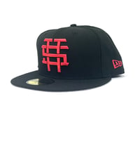 Image 2 of 2520 X NEW ERA MONOGRAM LOGO "T5T" 59FIFTY FITTED- BLACK/LAVA RED