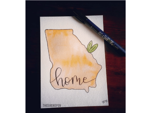 Image of Custom Home State Watercolor