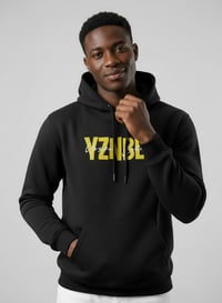 Image 1 of YB Black Abbreviated Print Pullover Hoodie